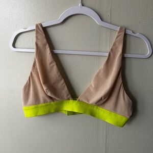 Aerie Beige and Neon Yellow Bralette
